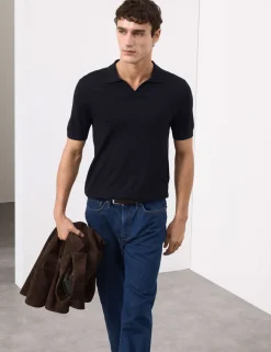 Pure Extra Fine Merino Wool Knitted Polo Shirt