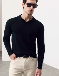 Pure Extra Fine Merino Wool Knitted Polo Shirt