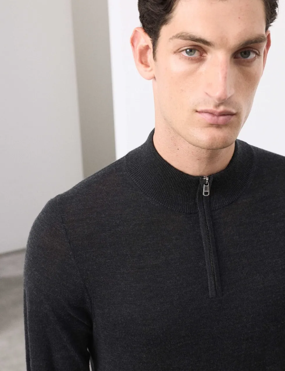 Pure Extra Fine Merino Wool Half Zip Jumper