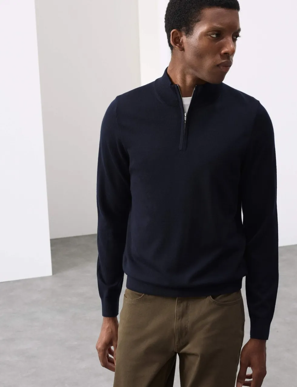 Pure Extra Fine Merino Wool Half Zip Jumper