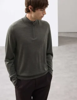 Pure Extra Fine Merino Wool Half Zip Jumper