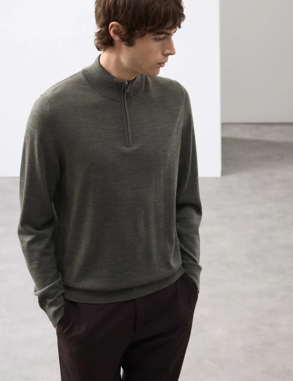 Pure Extra Fine Merino Wool Half Zip Jumper