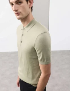 Pure Extra Fine Merino Wool Knitted Polo Shirt