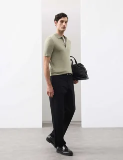 Pure Extra Fine Merino Wool Knitted Polo Shirt