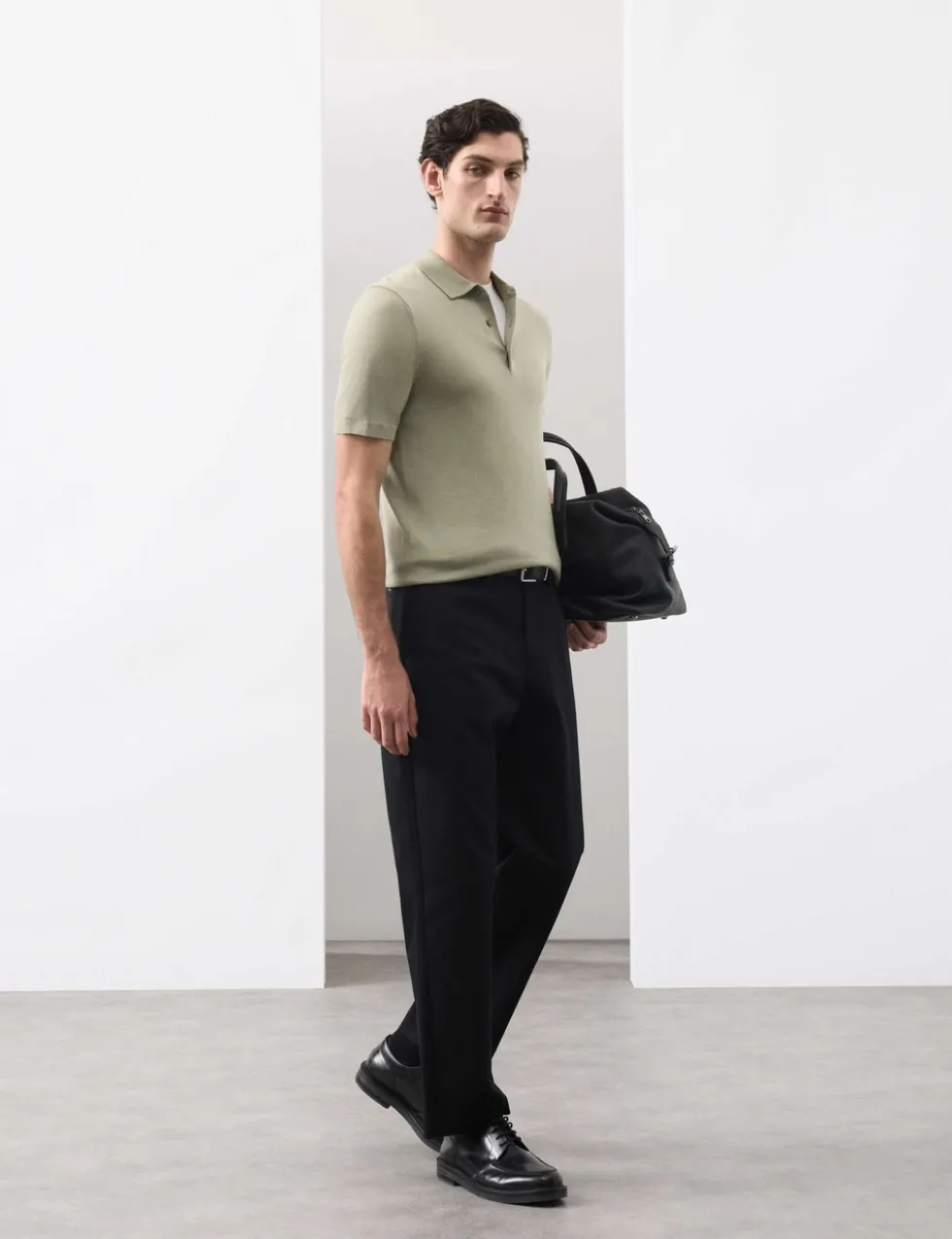 Pure Extra Fine Merino Wool Knitted Polo Shirt