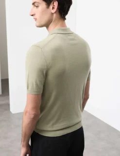 Pure Extra Fine Merino Wool Knitted Polo Shirt