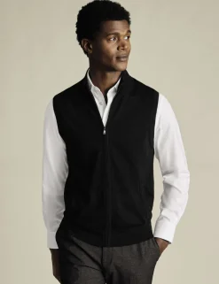 Pure Extra Fine Merino Wool Zip Up Gilet