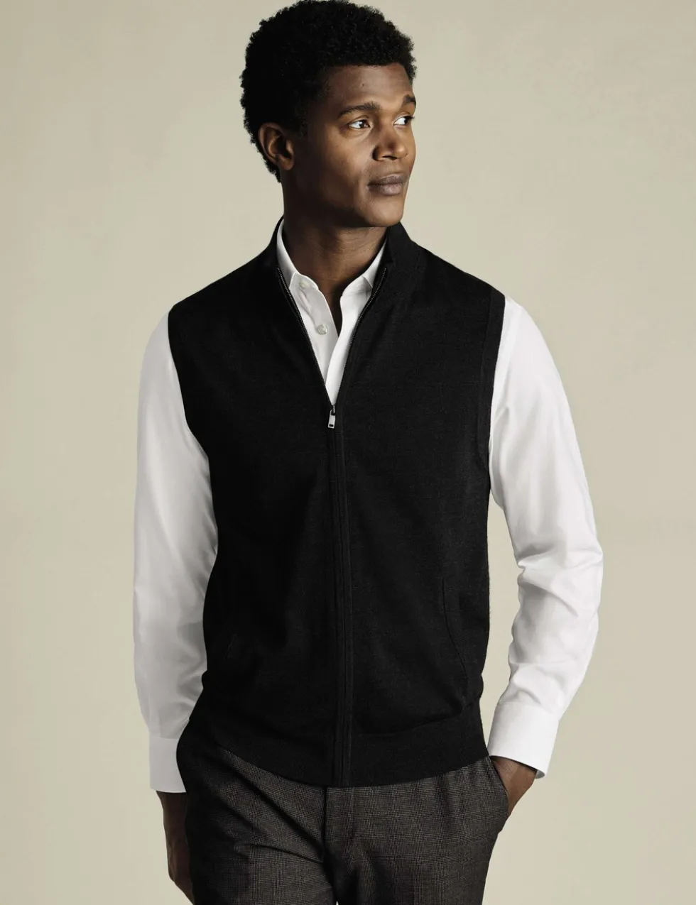 Pure Extra Fine Merino Wool Zip Up Gilet