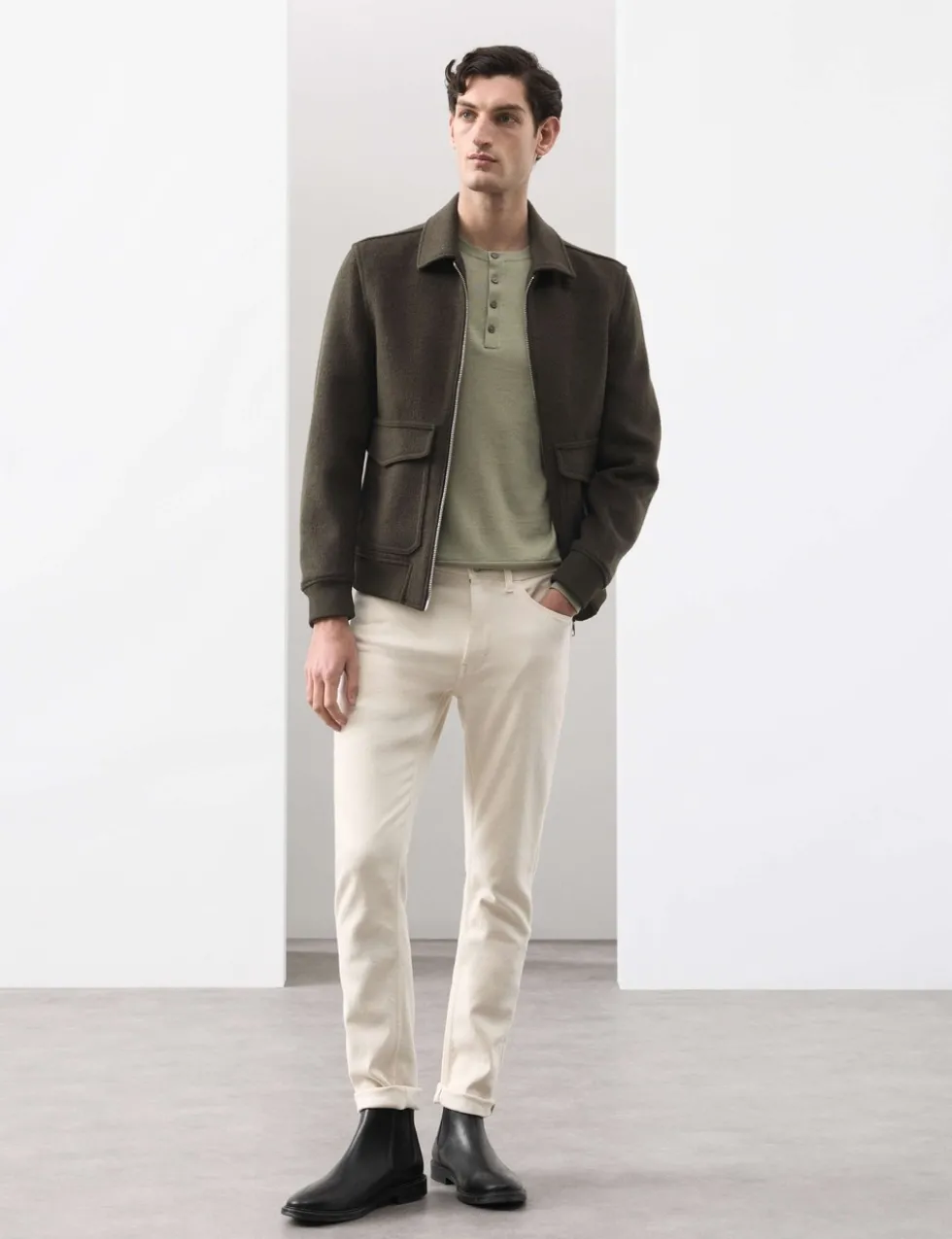 Pure Extra Fine Merino Wool Henley Jumper