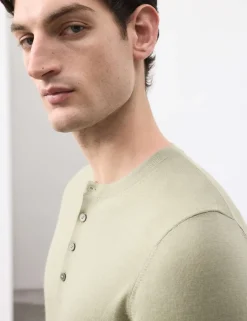 Pure Extra Fine Merino Wool Henley Jumper