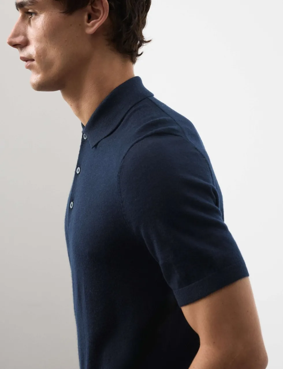 Pure Extra Fine Merino Wool Knitted Polo Shirt