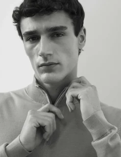 Pure Extra Fine Merino Wool Half Zip Jumper