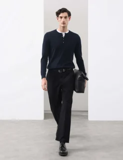 Pure Extra Fine Merino Wool Henley Jumper
