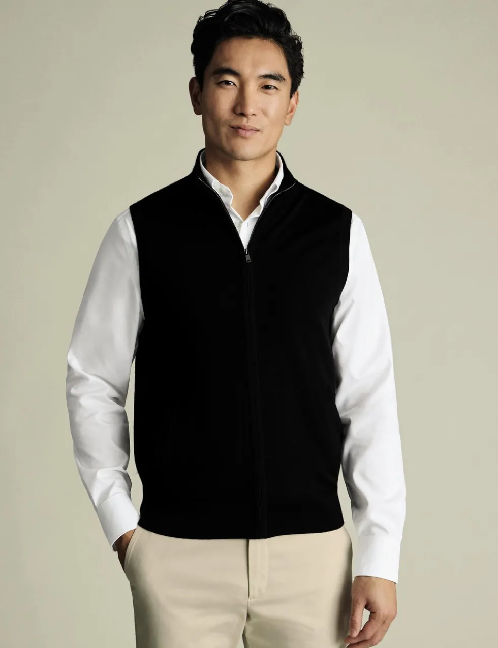 Pure Extra Fine Merino Wool Zip Up Gilet