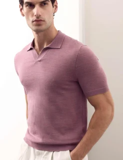 Pure Extra Fine Merino Wool Knitted Polo Shirt