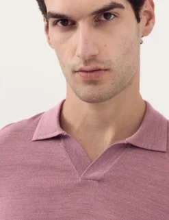 Pure Extra Fine Merino Wool Knitted Polo Shirt