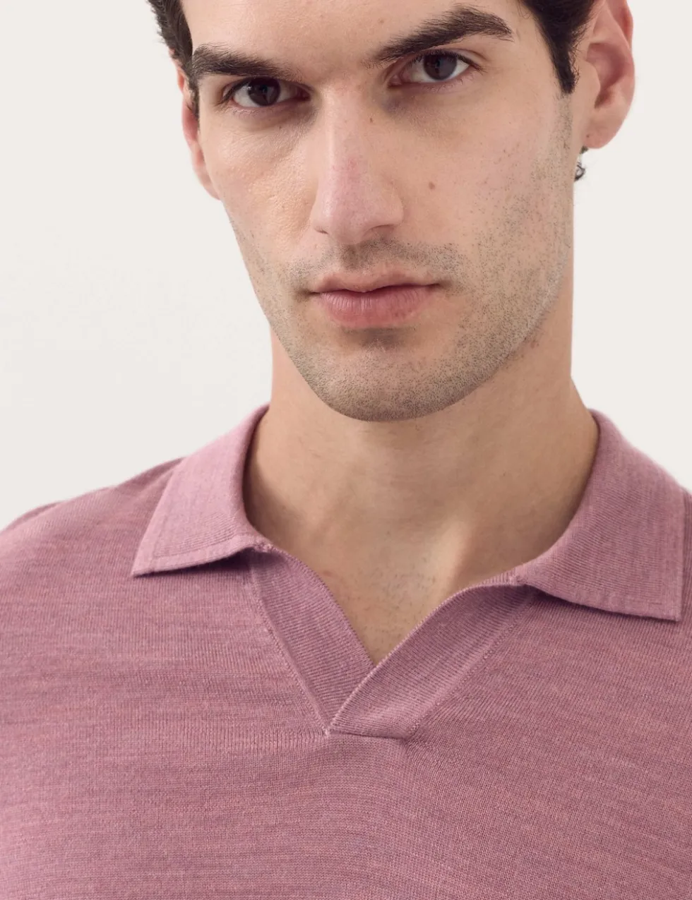 Pure Extra Fine Merino Wool Knitted Polo Shirt