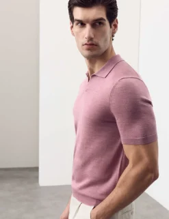Pure Extra Fine Merino Wool Knitted Polo Shirt