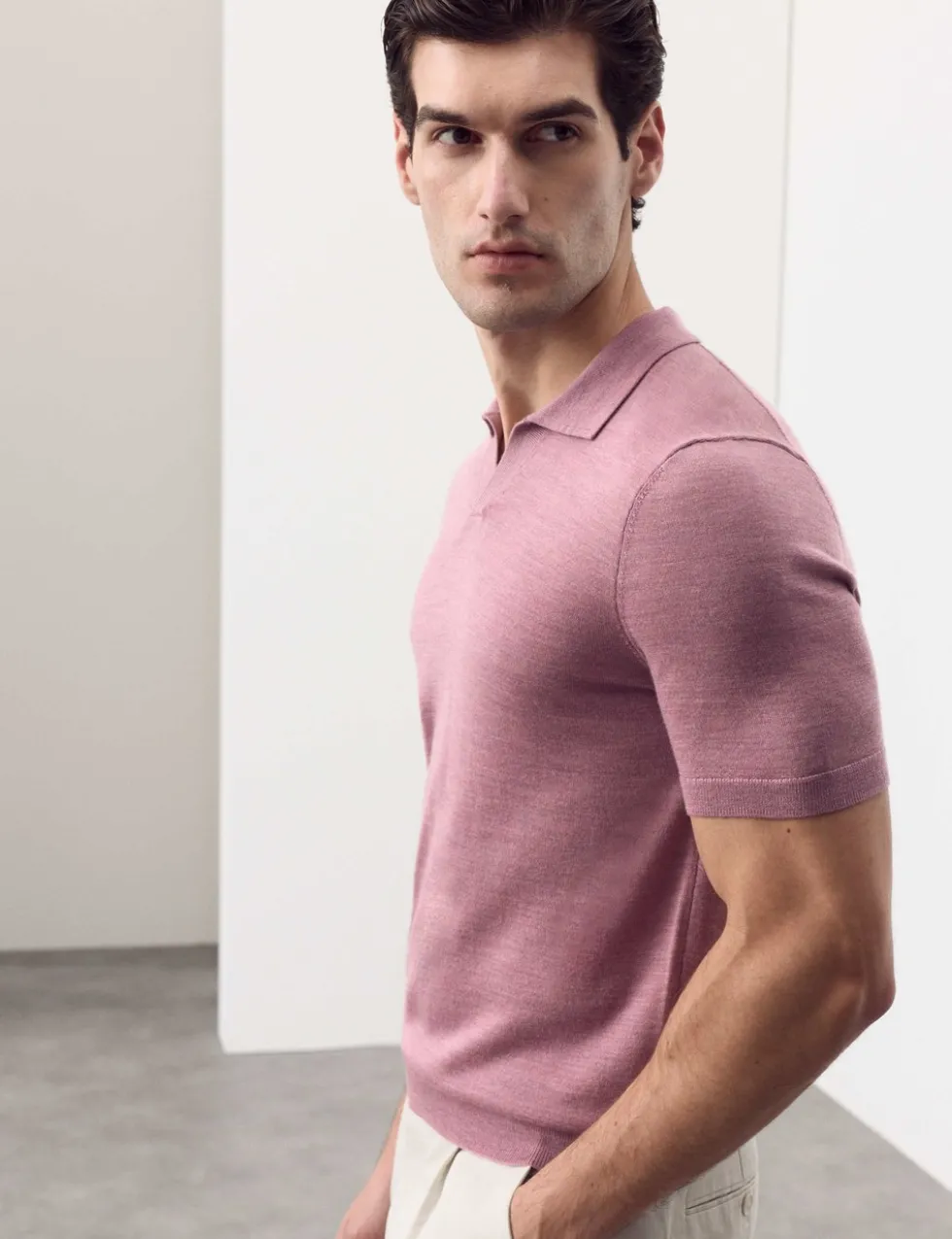 Pure Extra Fine Merino Wool Knitted Polo Shirt