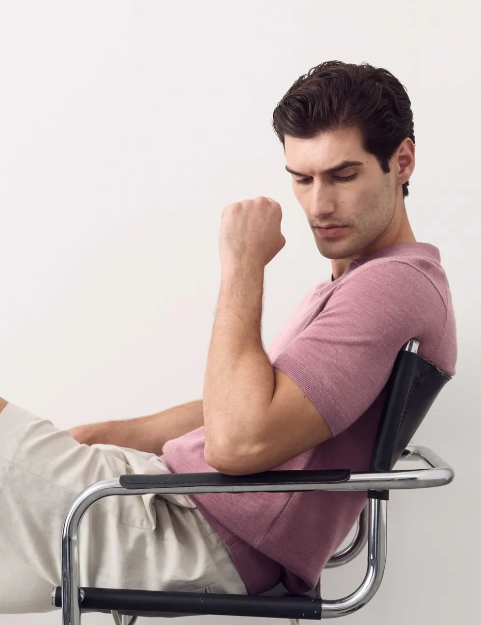 Pure Extra Fine Merino Wool Knitted Polo Shirt