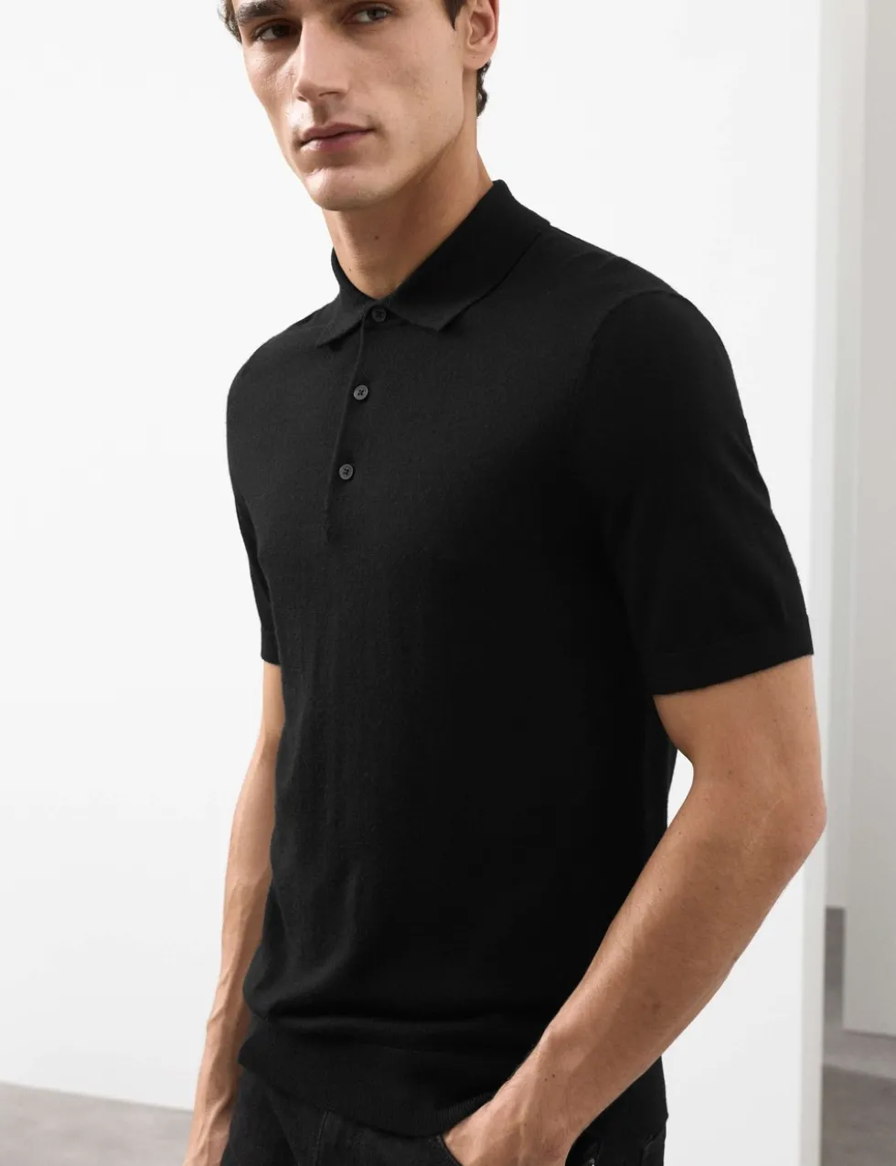Pure Extra Fine Merino Wool Knitted Polo Shirt