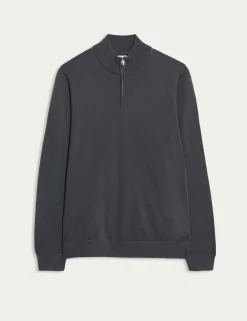 Pure Extra Fine Merino Wool Half Zip Jumper