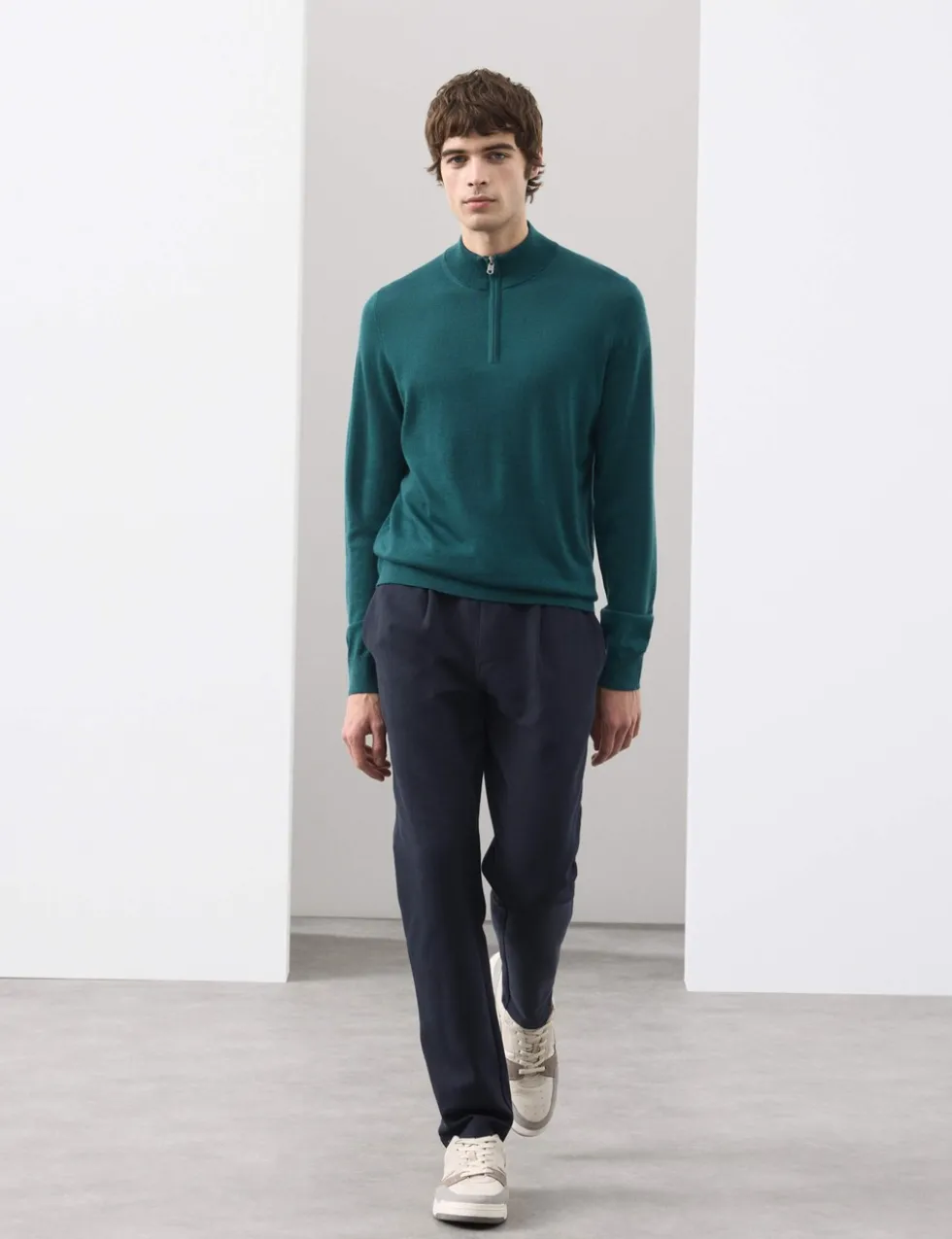 Pure Extra Fine Merino Wool Half Zip Jumper