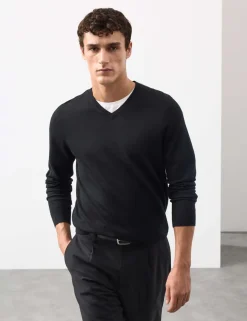 Pure Extra Fine Merino Wool V-Neck Jumper