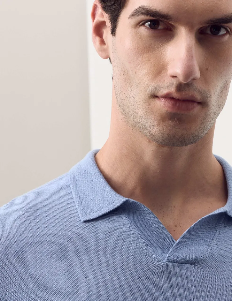 Pure Extra Fine Merino Wool Knitted Polo Shirt