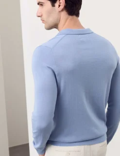 Pure Extra Fine Merino Wool Knitted Polo Shirt