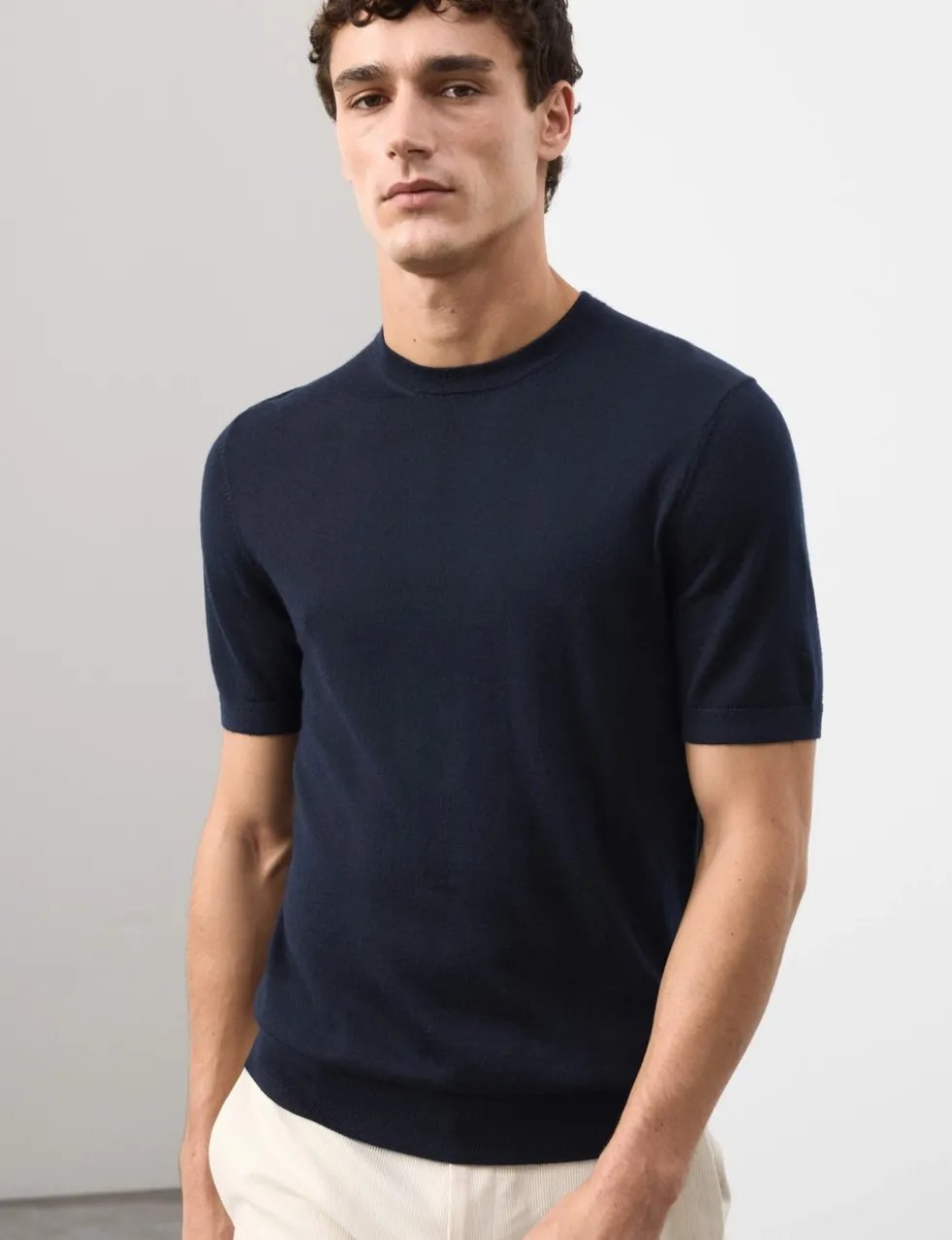 Pure Extra Fine Merino Wool Crew Neck T-Shirt