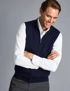 Pure Extra Fine Merino Wool Zip Up Gilet