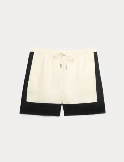Pure Flax Linen Contrast Resort Shorts