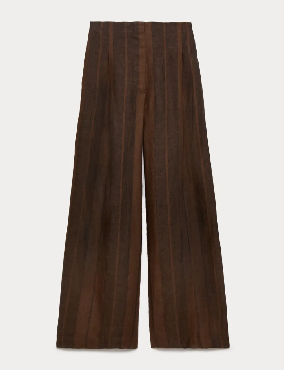 Pure Flax Linen Striped Wide Leg Trousers
