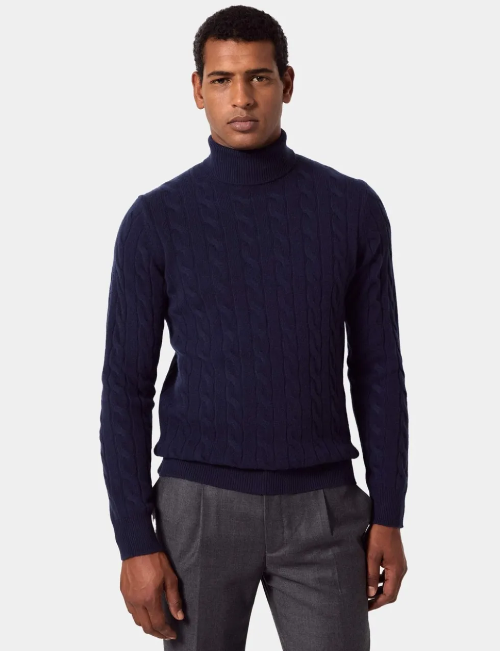 Pure Lambswool Cable Roll Neck Jumper
