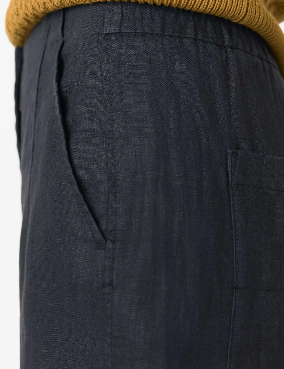 Pure Linen Barrel Leg Ankle Grazer Trousers