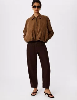 Pure Linen Barrel Leg Ankle Grazer Trousers