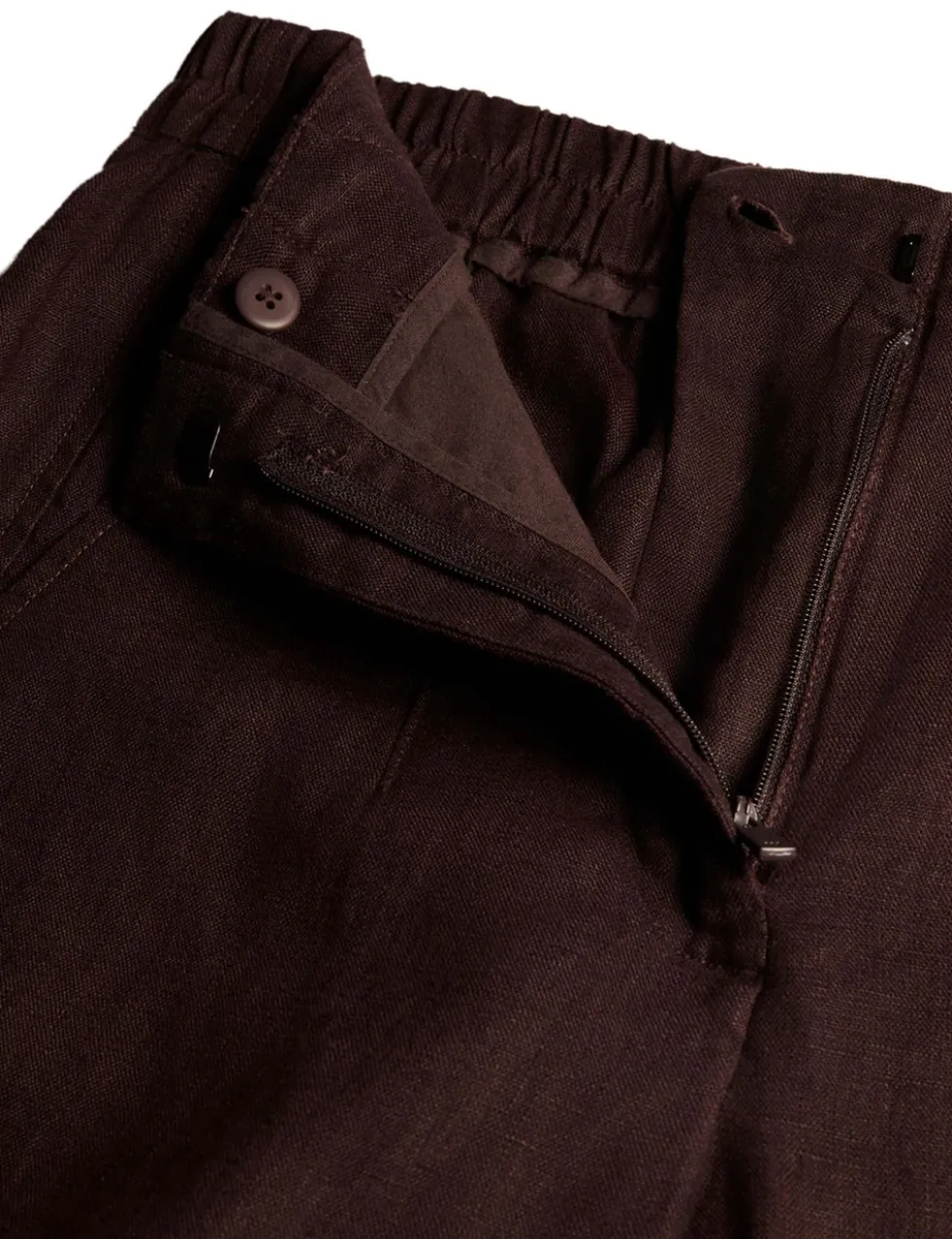Pure Linen Barrel Leg Ankle Grazer Trousers