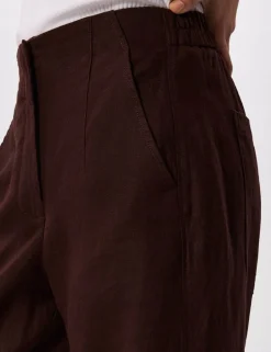 Pure Linen Barrel Leg Ankle Grazer Trousers