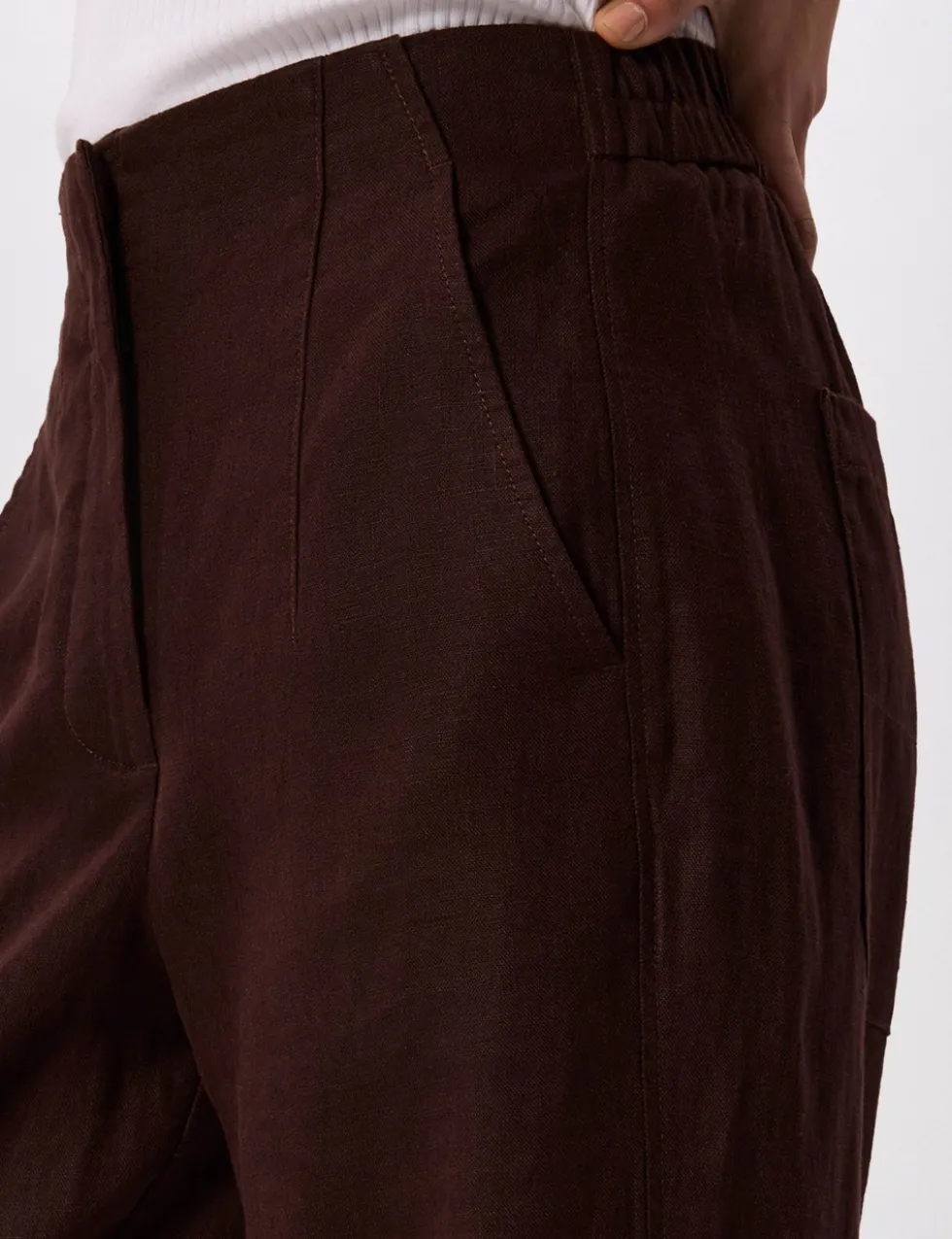 Pure Linen Barrel Leg Ankle Grazer Trousers