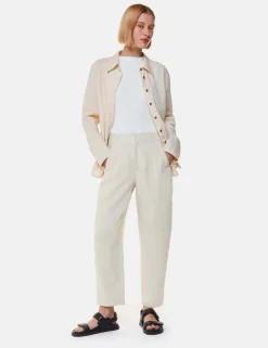 Pure Linen Barrel Leg Ankle Grazer Trousers
