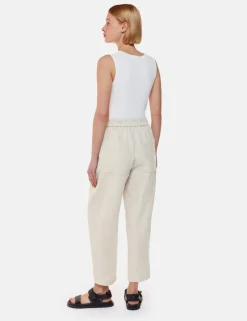 Pure Linen Barrel Leg Ankle Grazer Trousers