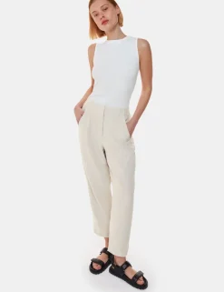 Pure Linen Barrel Leg Ankle Grazer Trousers
