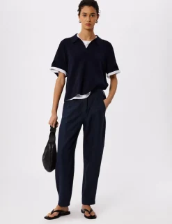Pure Linen Barrel Leg Ankle Grazer Trousers