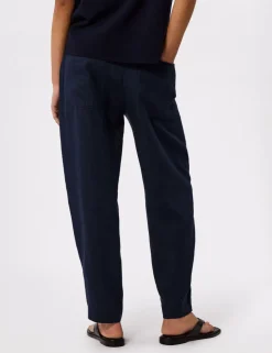 Pure Linen Barrel Leg Ankle Grazer Trousers