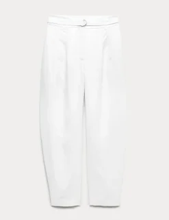 Pure Linen Barrel Leg Trousers