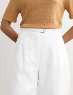 Pure Linen Barrel Leg Trousers