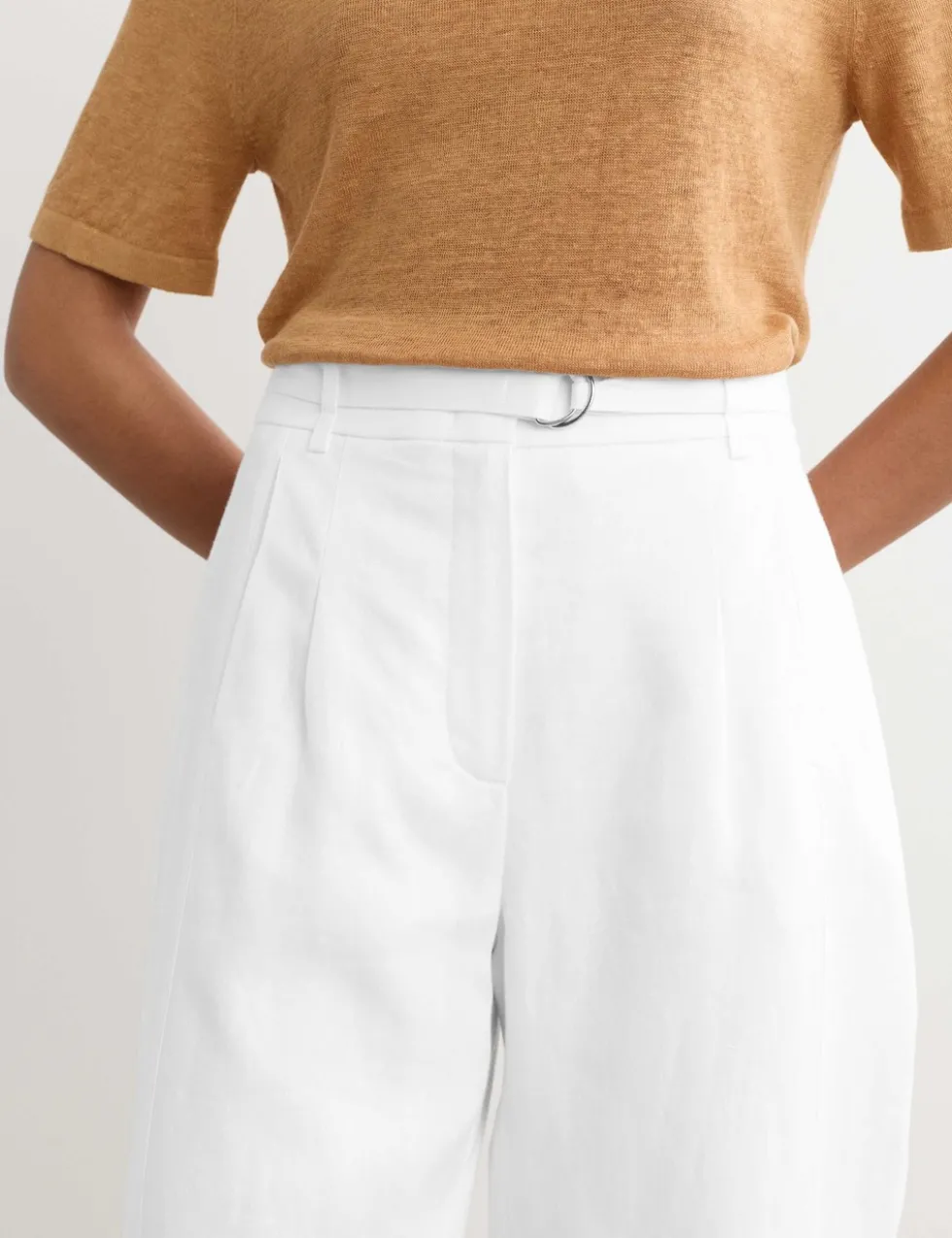 Pure Linen Barrel Leg Trousers
