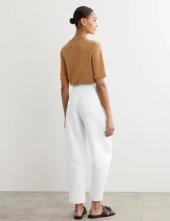 Pure Linen Barrel Leg Trousers
