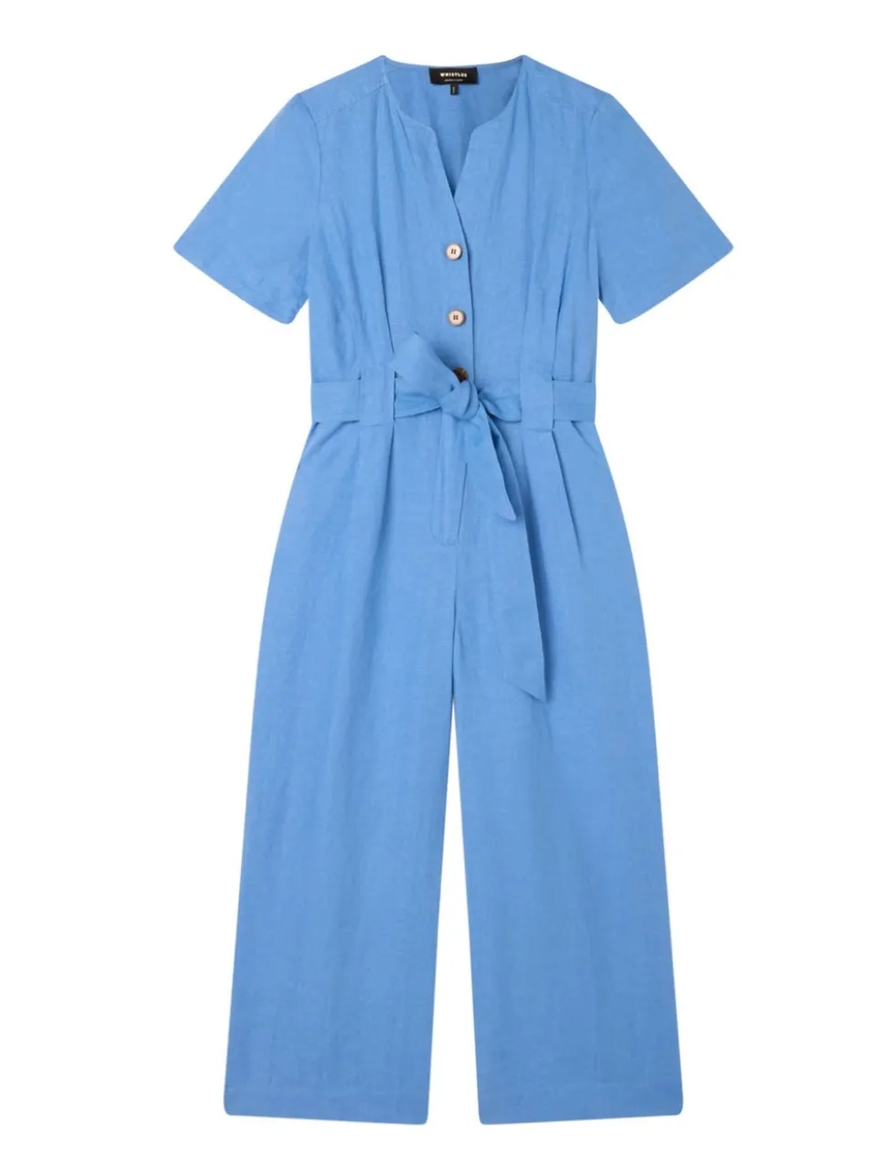 Pure Linen Belted Cropped Jumpsuit